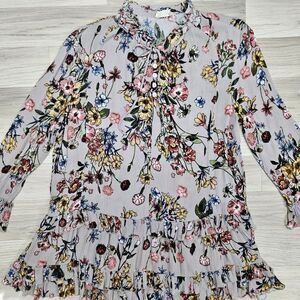 ALTAR'D STATE Womens Tan Colorful Floral Ruffle Tunic Blouse Small